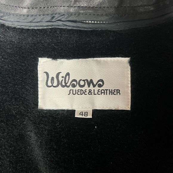 Wilsons Men Black Leather Bomber Biker Jacket Insulated Zip Out lining Size 48 - Picture 7 of 10